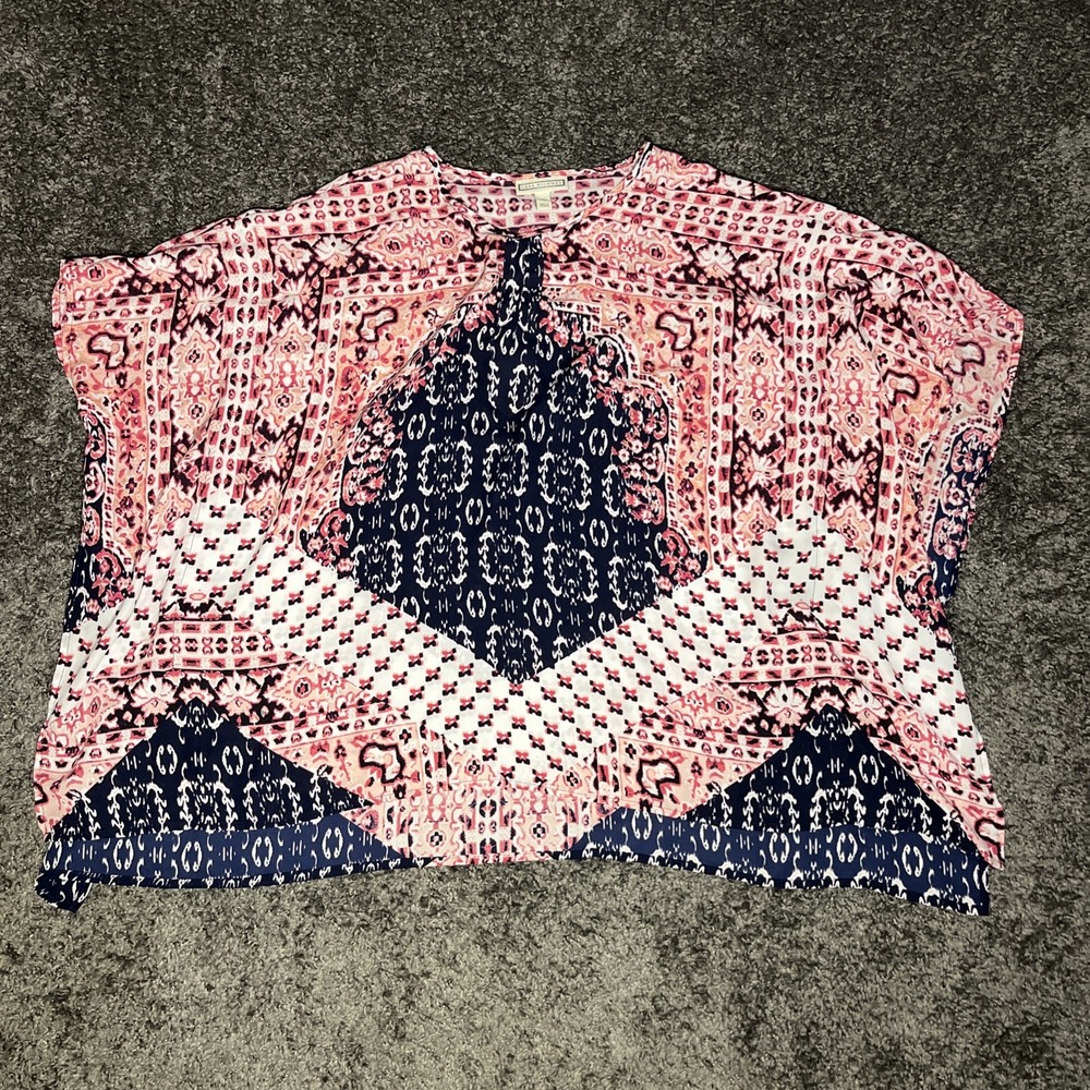 DANA BUCHMAN Women's 100% Polyester Poncho Top Short Sleeve Boho XL‎